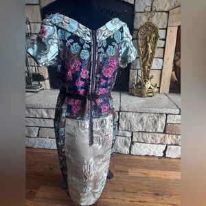 Byron Lars Beguile Pink and Gold Embroidered Dress